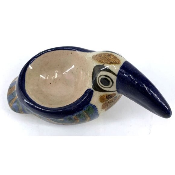 Tonala Toucan Trinket Dish Ceramic Handpainted Tropical Bird Mexico 4.5" Vtg - Picture 5 of 6